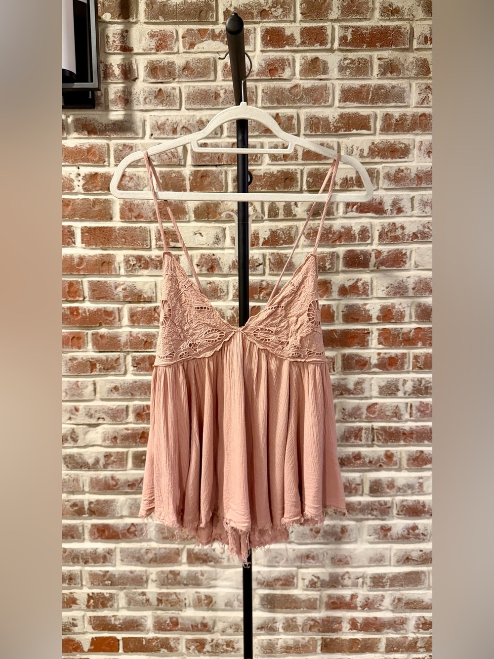 Blush Pink Lace Babydoll Cami Top